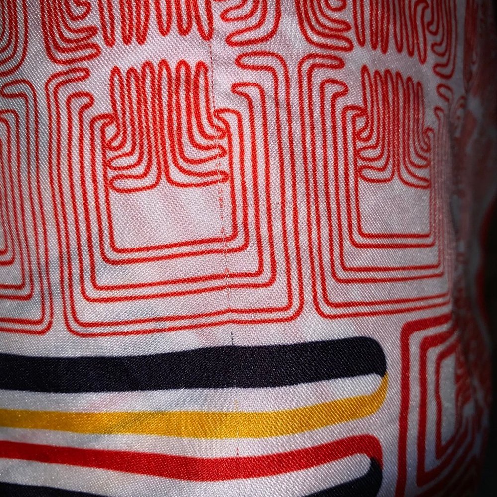 Vintage 60s 70s Made in Italy Mid Century Modern geometric scarf mod stripes an - Picture 4 of 10